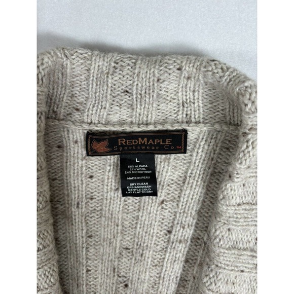 Red Maple Sportswear Belted Cardigan Sweater Womans Large Alpaca Wool Blend - Picture 6 of 9